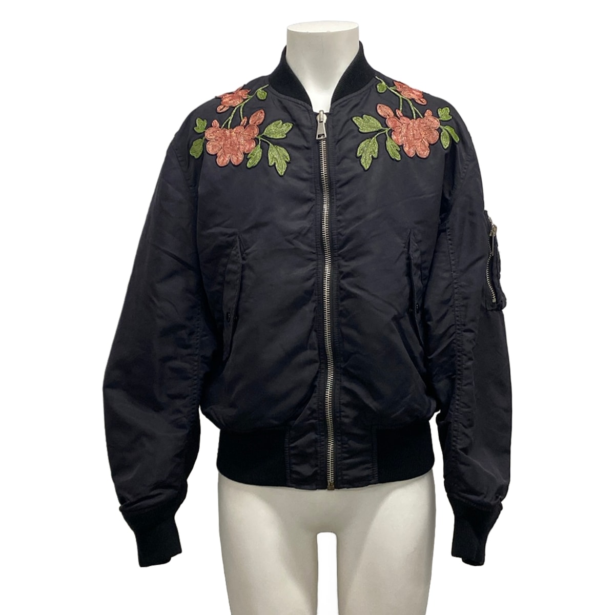【中古】GUCCI(グッチ) ブルゾン リバーシブル/2017年秋冬/ジップアップ 黒×ピンク×グリーン|ブランディア 店