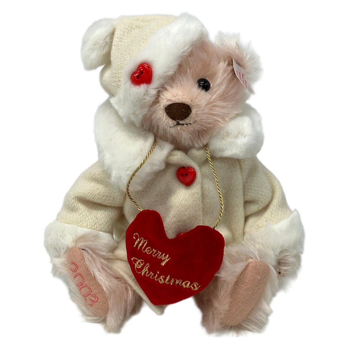 【中古】Steiff(シュタイフ) ぬいぐるみ リトルサンタジャパン2003/熊/ハート形 サクラ色×象牙色×赤いこと 羊毛