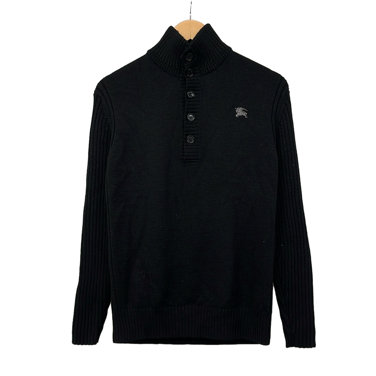 【新着】【中古】Burberry Black Label(バーバリーブラックレーベル) 長袖スウェーター 二分の一名取り草/ハイネック/秋 黒