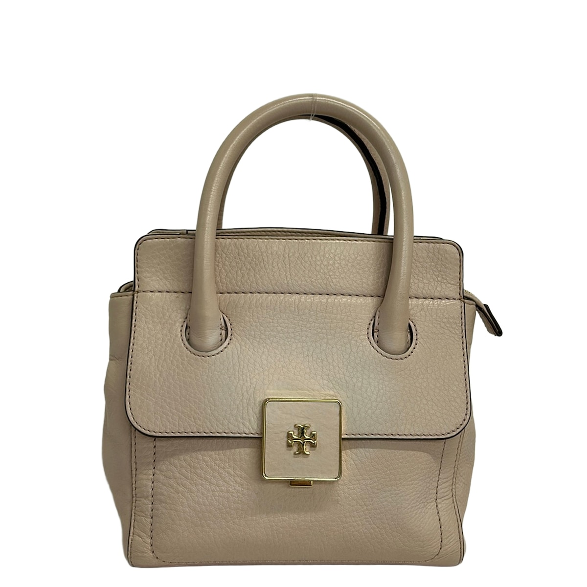 【中古】TORY BURCH(トリーバーチ) ハンドバック サクラ色ベージュ なめし革