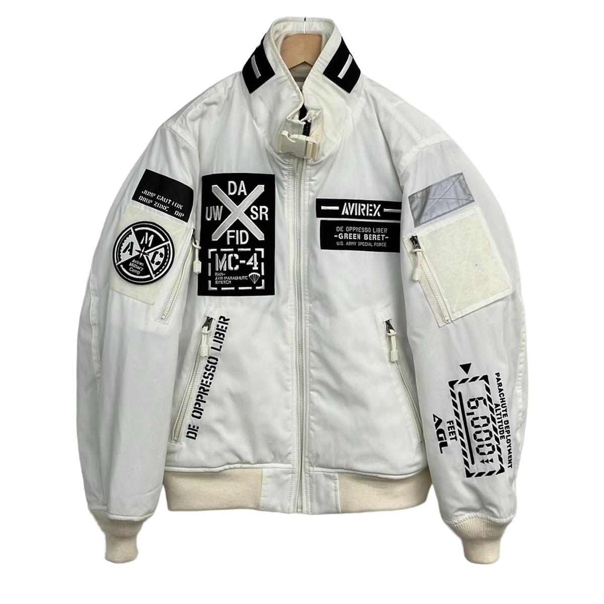 【中古】AVIREX(アビレックス) フライトジャケット ブルゾン 長袖/ジップアップ/中綿/冬 白×黒