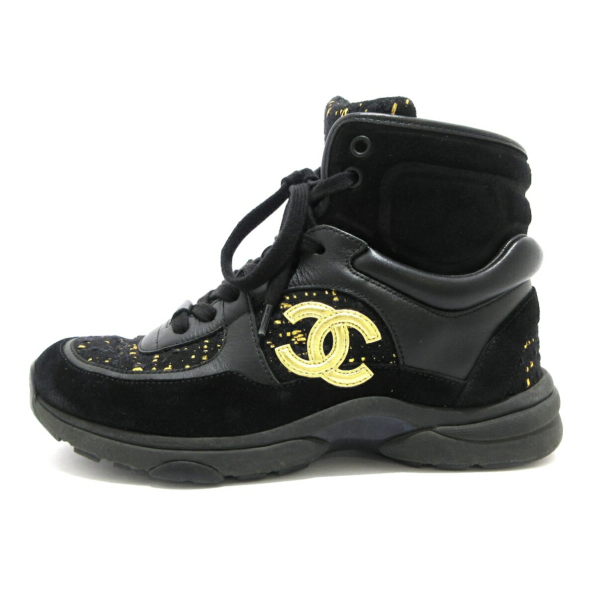 CHANEL　靴 楽天市場】CHANEL シャネル サイドジップ ハイカット スニーカー