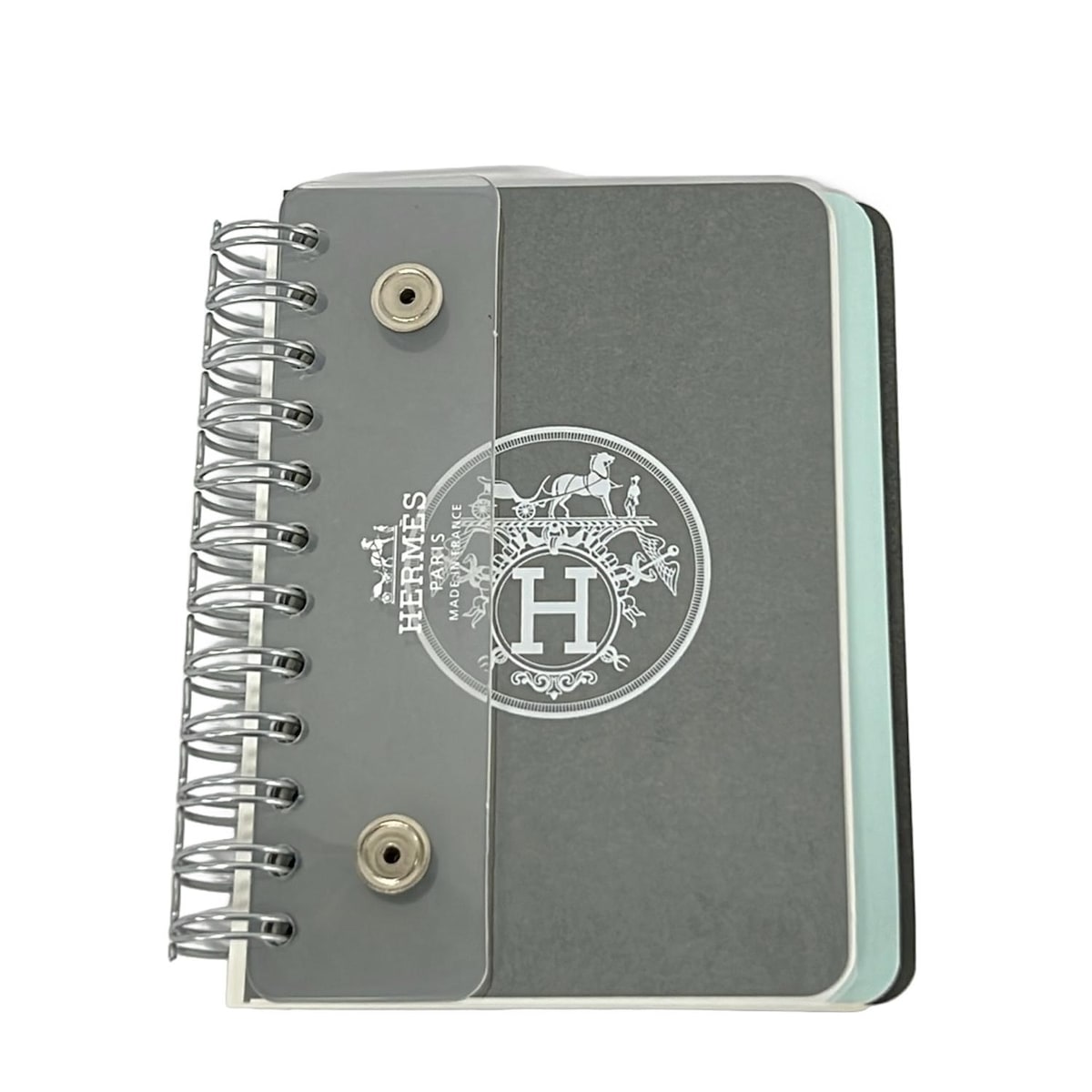 【中古】HERMES(エルメス) 小物 ノート/手帳 ユリスミニ/レフィル ダークグレー×白×ライトブルー