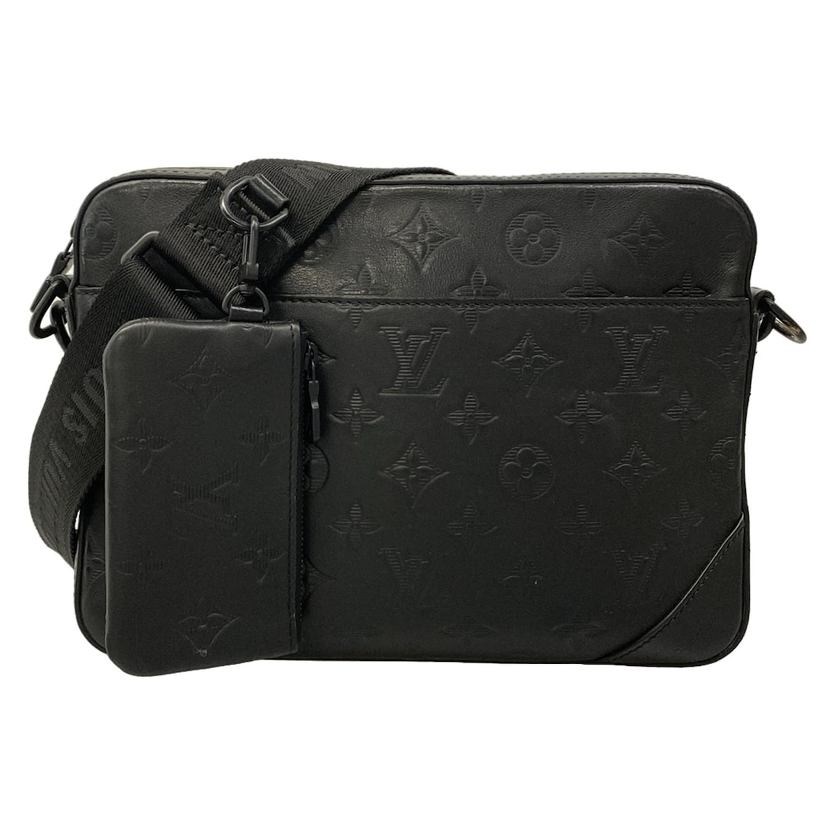 【中古】LOUIS VUITTON(ルイヴィトン) デュオメッセンジャー ショルダーバッグ ノワール レザー、牛革