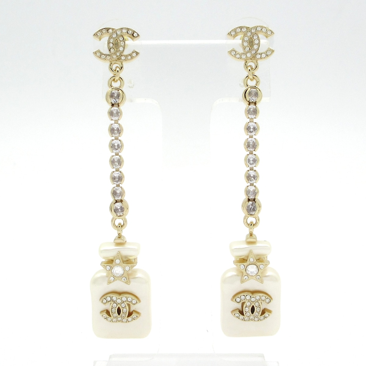 【中古】CHANEL(シャネル) ココマーク ピアス パフュームボトル/香水/スター(星)/ラインストーン ゴールド×アイボリー×クリア