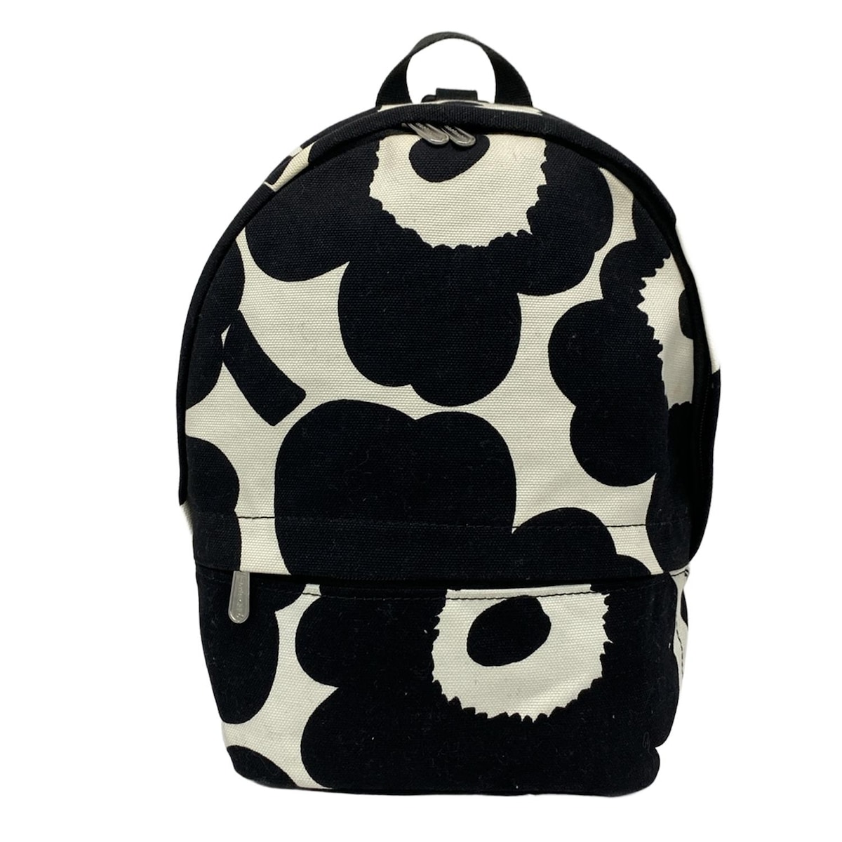 【中古】marimekko(マリメッコ) ミニ アイラ リュックサック ウニッコ 黒×白