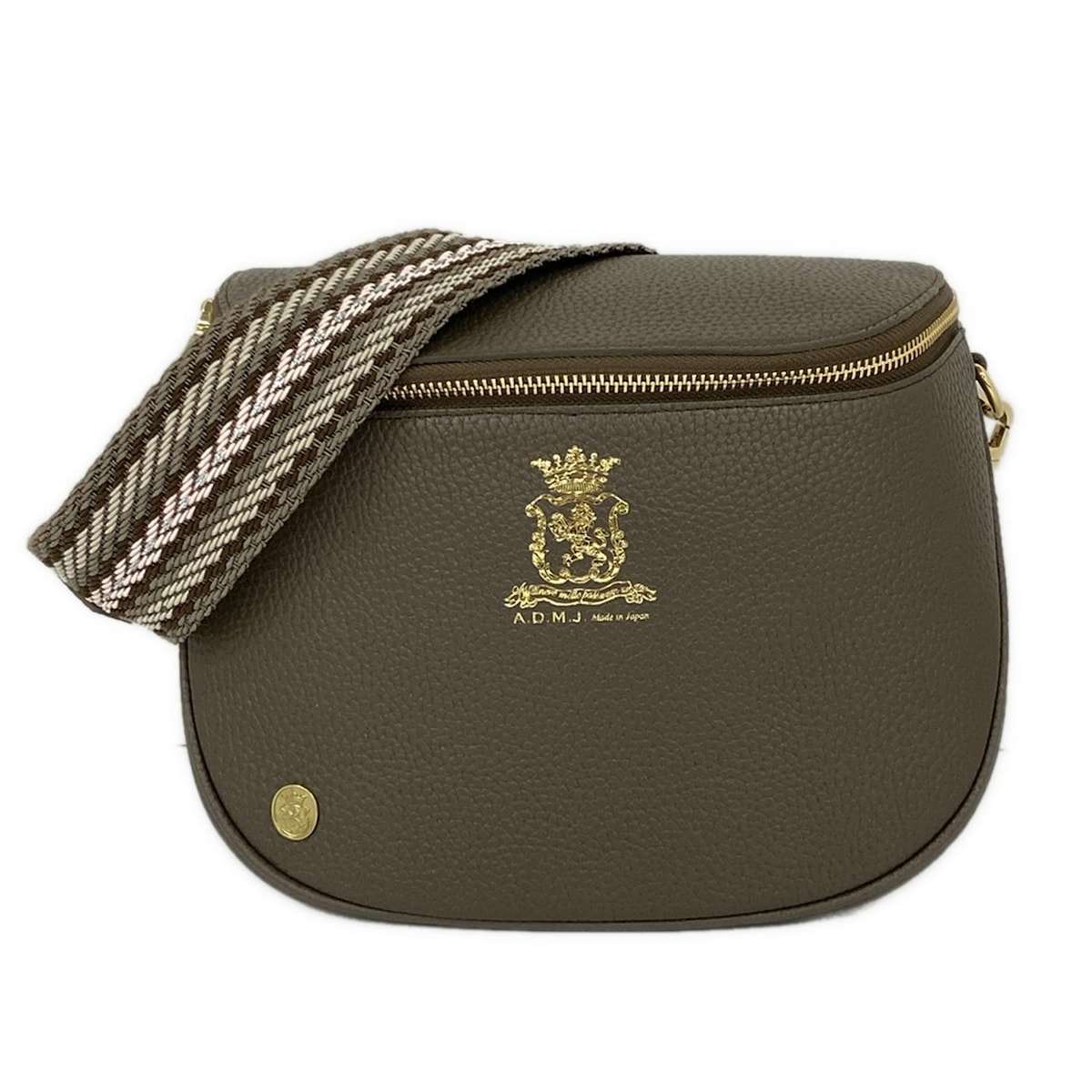 【中古】AccessoiresDeMademoiselle(ADMJ)(アクセソワ・ドゥ・マドモワゼル) ショルダーバッグ グレーベージュ レザー