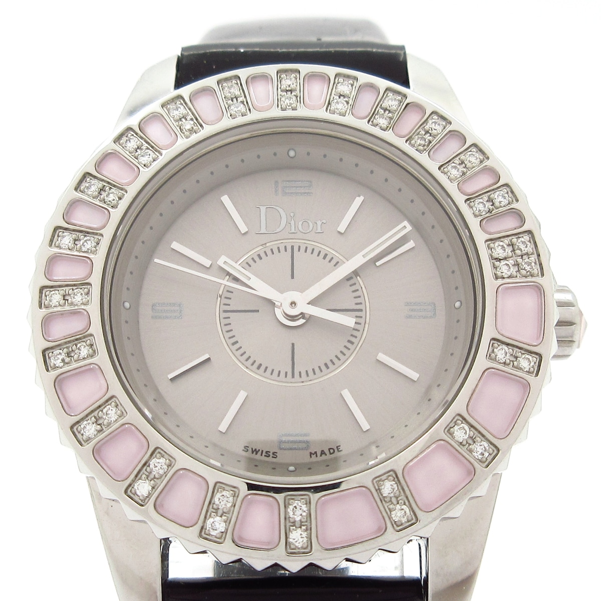【中古】DIOR/ChristianDior(ディオール/クリスチャンディオール) クリスタル 腕時計 ダイヤモンドベゼル シルバー