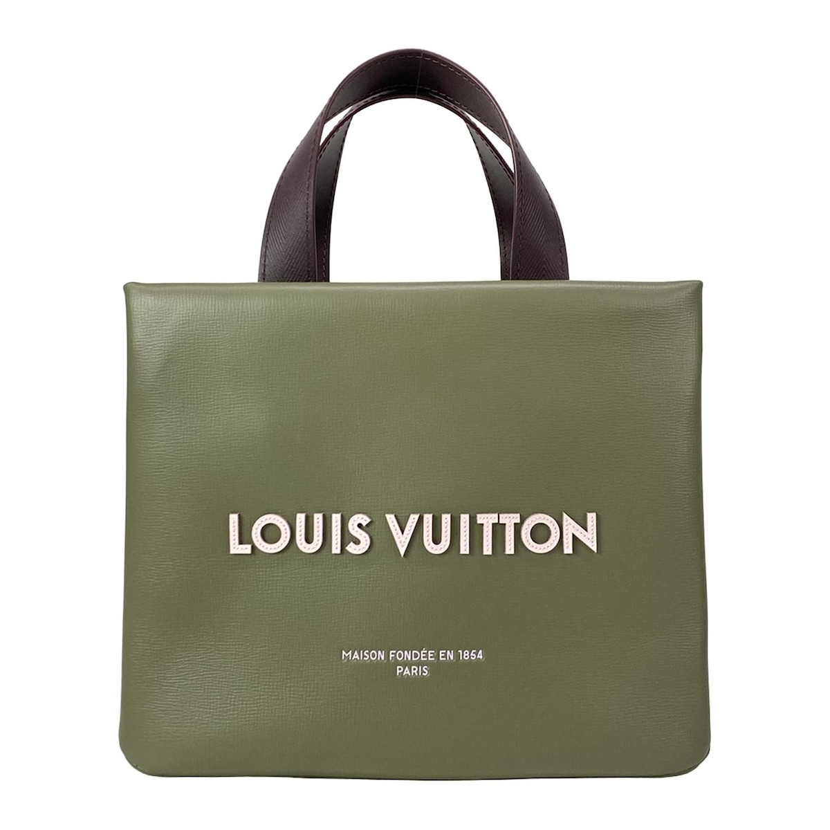 【中古】LOUIS VUITTON(ルイヴィトン) ショッパー・トート MINI トートバッグ カーキグリーン レザー、牛革