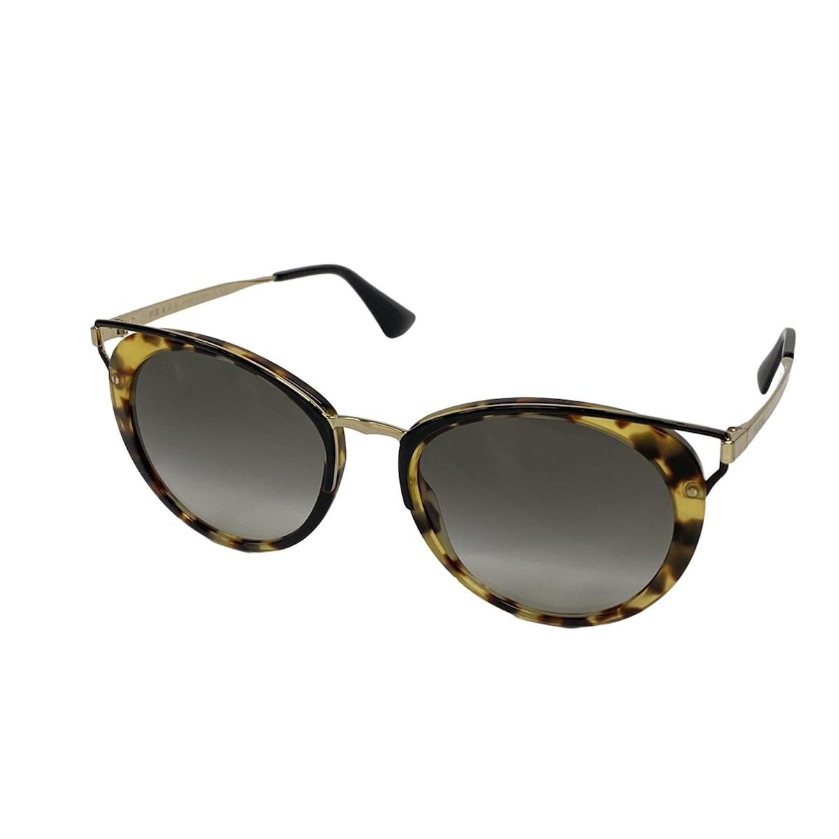 【中古】PRADA(プラダ) サングラス 黒×ベージュ×マルチ