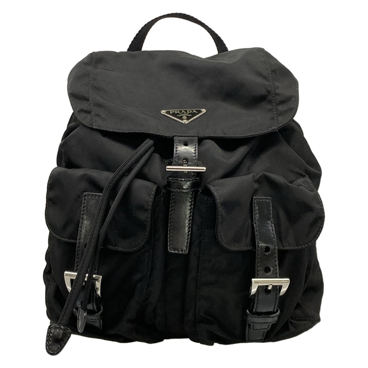 【中古】PRADA(プラダ) リュックサック 黒 レザー