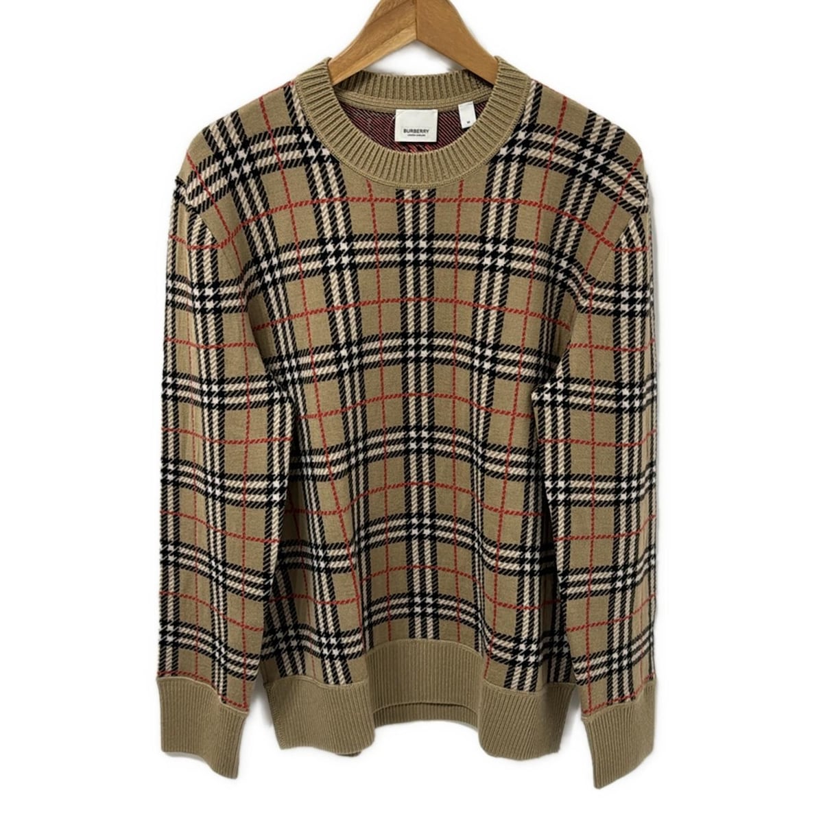 BURBERRY - 極美品△正規品 バーバリーロンドンイングランド 8031568 ユニコーン柄 クルーネック ジャガード ニット／セーター ブラウン×ベージュ XS BURBERRY - 極美品△正規品 バーバリーロンドンイングランド