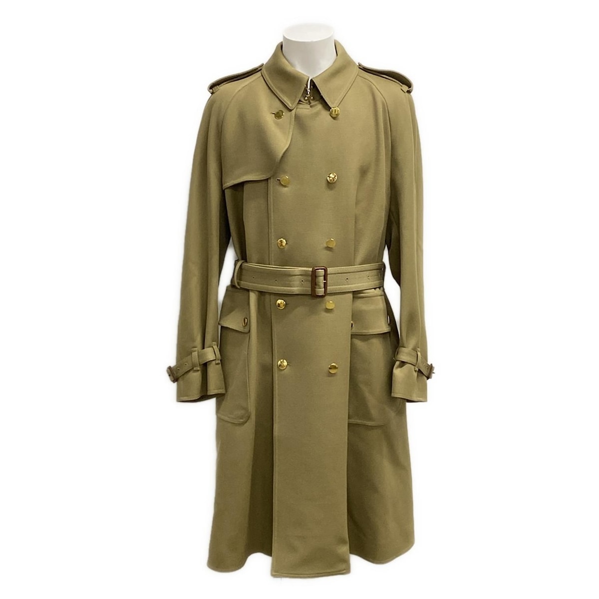 [訳あり]GUCCI /グッチ/カシミヤ混ウールコート 羊革 ゴールド金具　38 訳あり]GUCCI /グッチ/カシミヤ混ウールコート 羊革 ゴールド金具 38