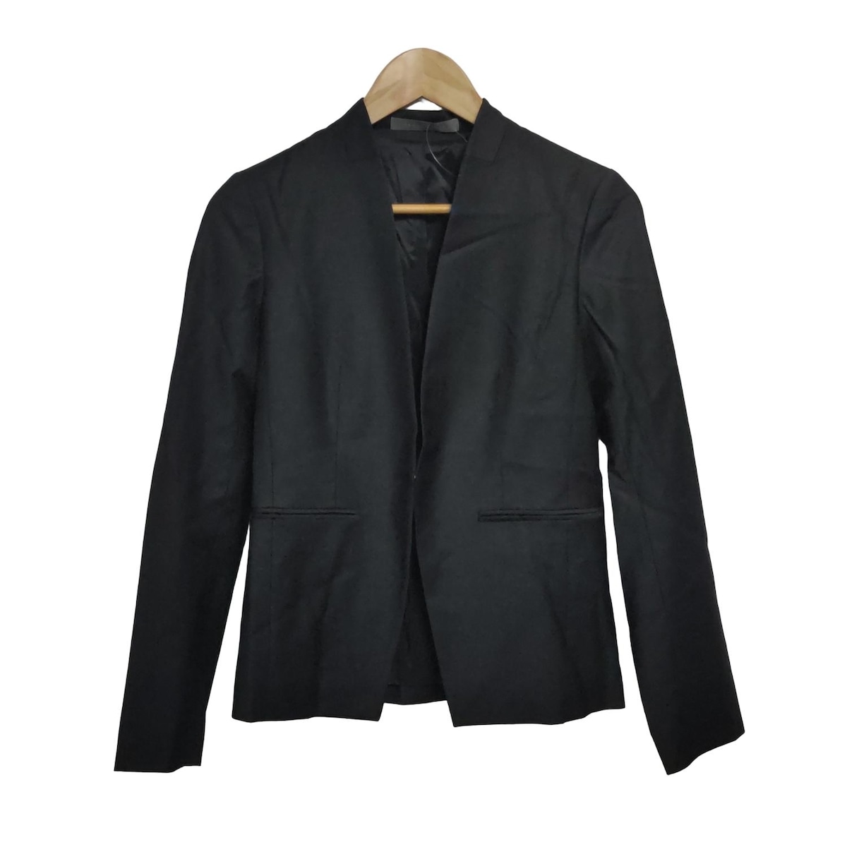 最高級 羊革★セオリーリュクス ノーカラー レザージャケット 黒 L　B824 楽天市場】【中古】Theory Luxe ノーカラージャケット 41
