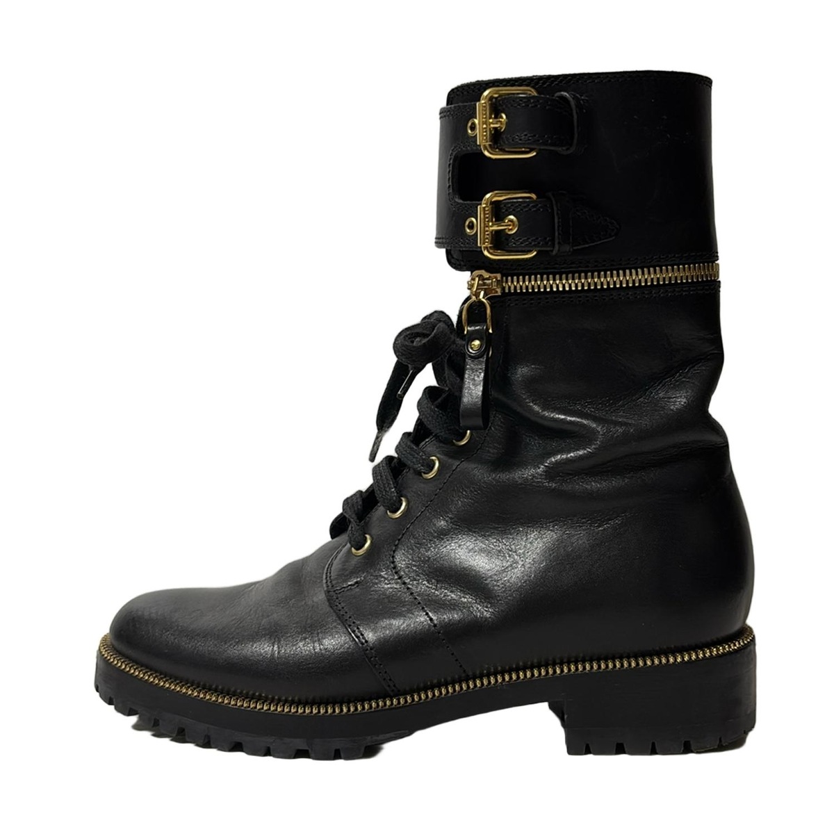 〓VIVIANO×lost in echo〓 PINK レザー コンバットブーツ VIVIANO×lost in echo / side gore boots | JURK