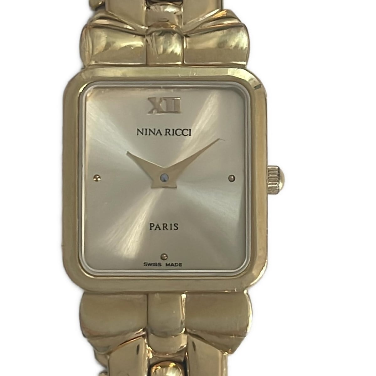 稼働中★NINA RICCI ゴールド メッシュバンド 時計 稼働 NINARICCI モデルデポーズ レディース腕時計 リボンケース