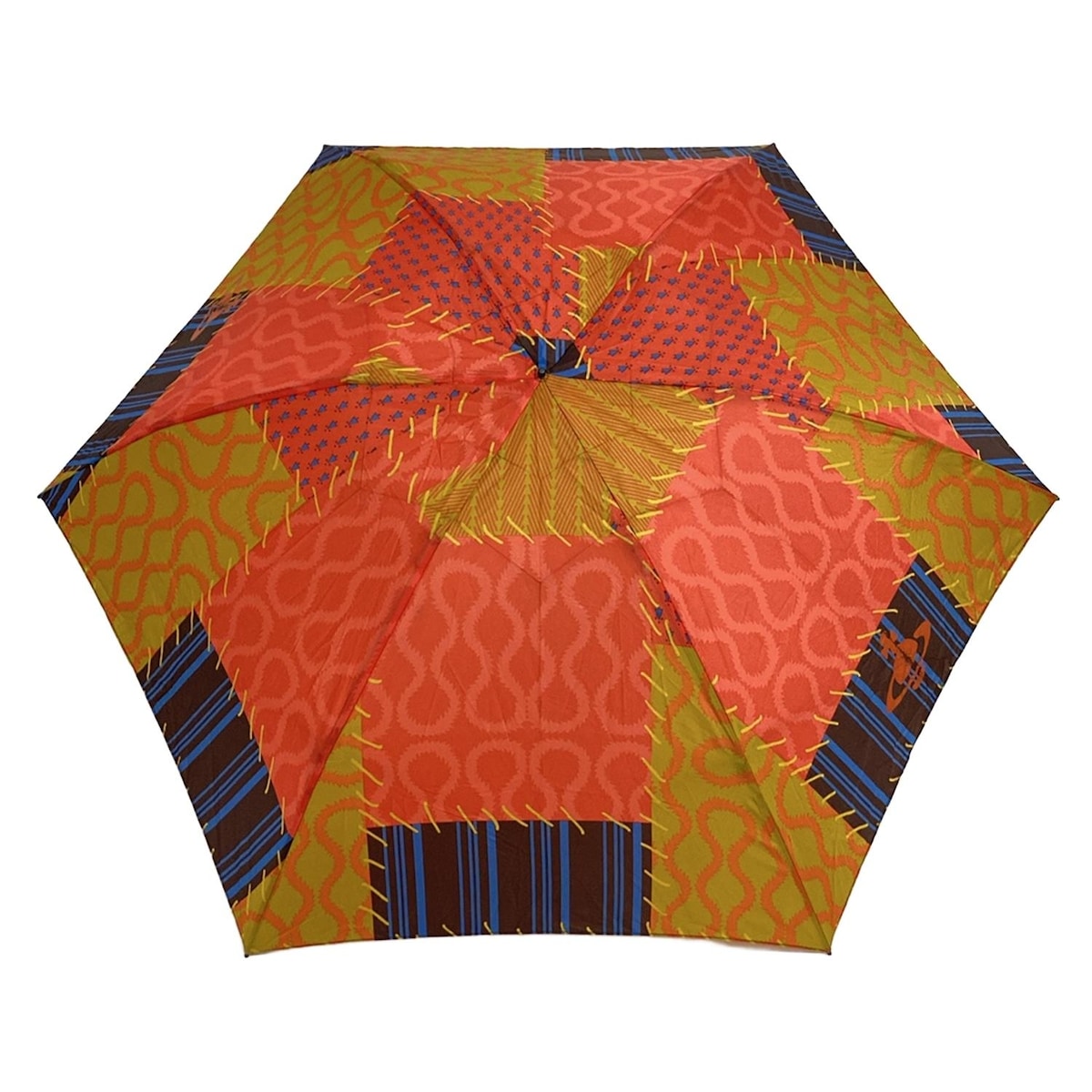 【美品】Vivienne Westwood 長傘　幾何学模様　総柄　ブルー 美品〉vivienne westwood ヴィヴィアン ウエストウッド 長傘