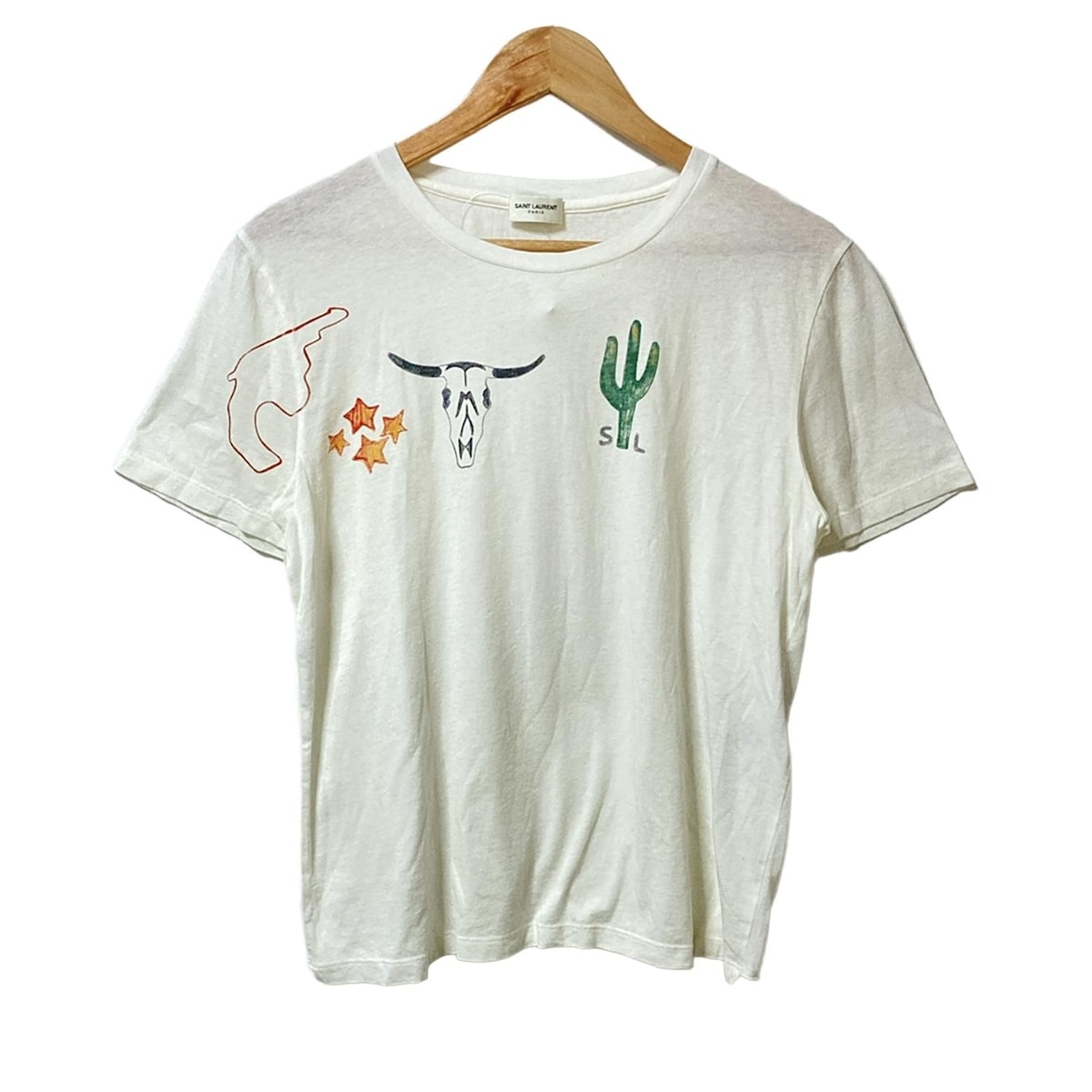 サンローランパリSAINTLAURENTPARIS ボーダーTシャツ半袖S白黒 SAINT LAURENT PARIS サンローラン】ボーダー柄半袖カットソー