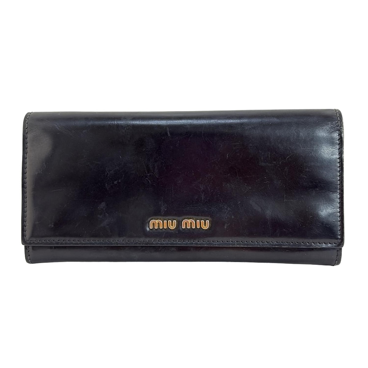 MIUMIU 長財布 ブラック miu MIU ミュウミュウ 三つ折り財布 レディース ブラック 5MH040