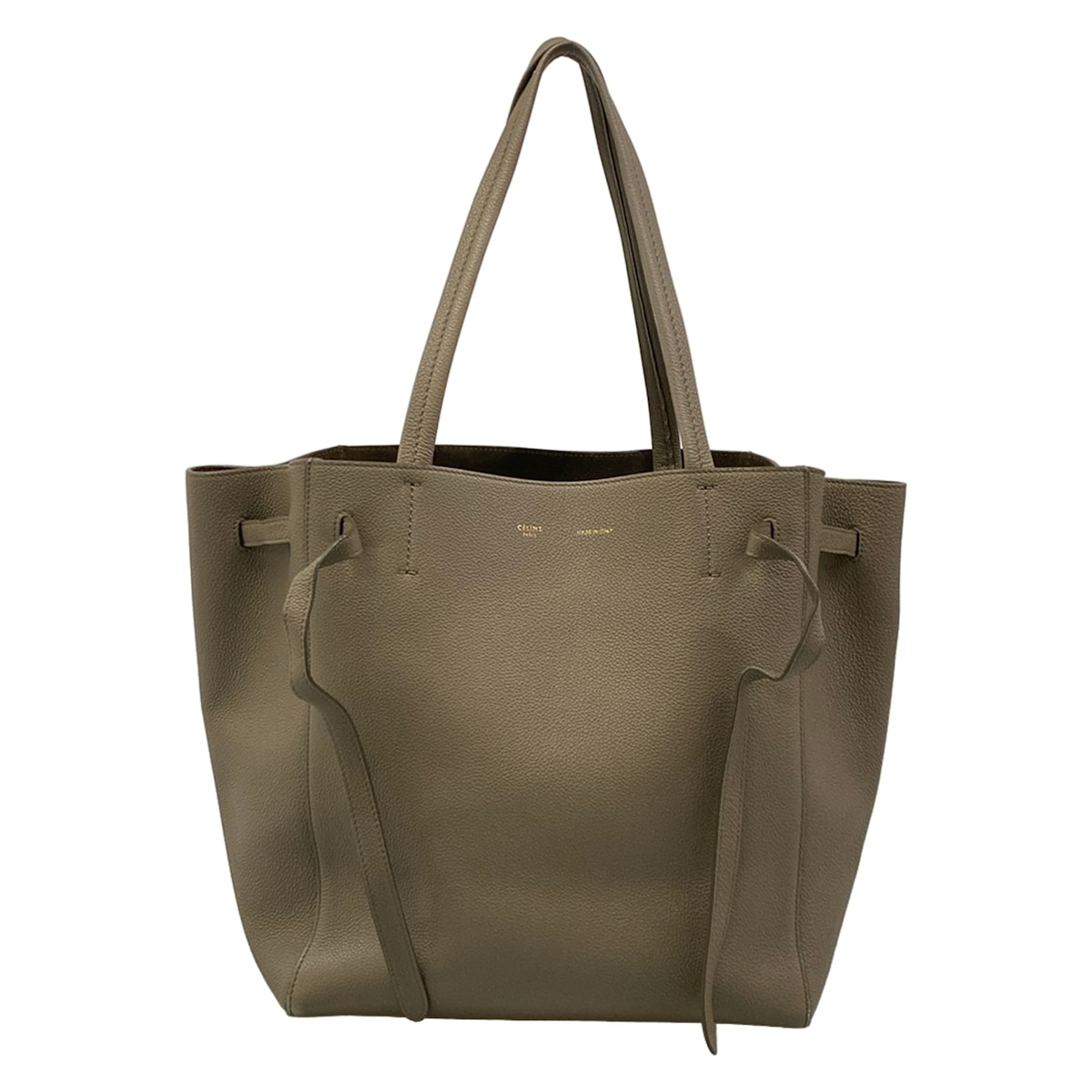 【新着】【中古】CELINE(セリーヌ) カバファントムスモールウィズベルト トートバッグ 薄墨色ベージュ なめし革