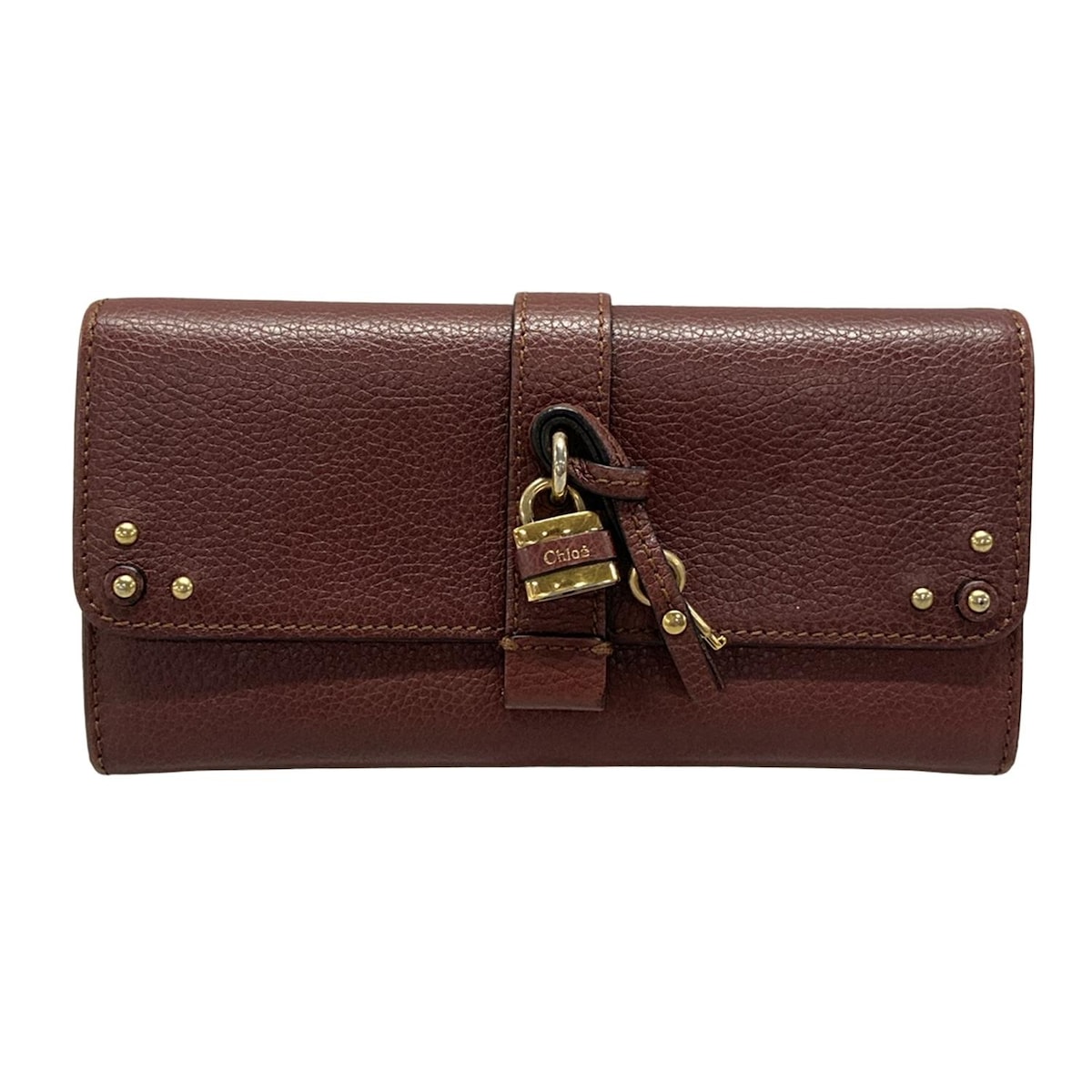 ✨️美品✨️ Chloe クロエ パディントン　南京錠 財布 長財布 レッド レザー Chloe - Chloe パディントン 二つ折り長財布 レザー ブラウンの
