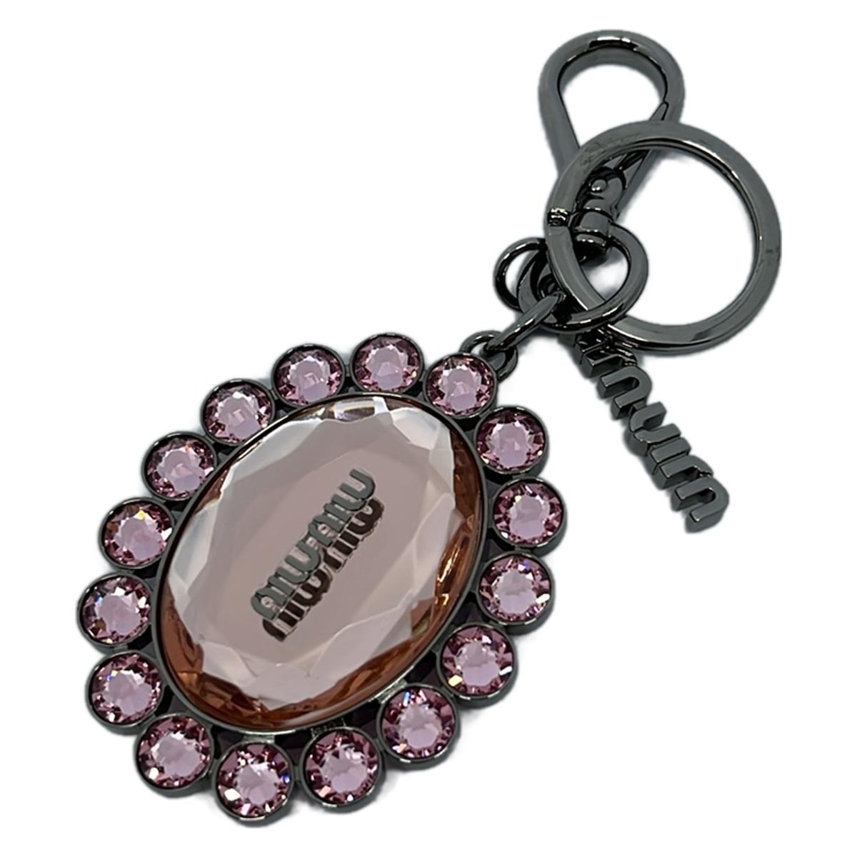 miu miu ハート型キーホルダー ピンク クリスタル miu miu