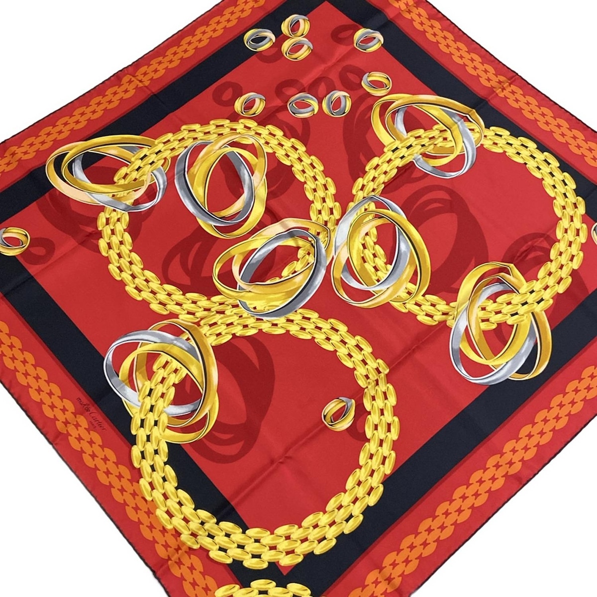 I546 美品 カルティエ スカーフ ブラック レッド レディース 楽天市場】【中古】カルティエ マスト ドゥ カルティエ スカーフ