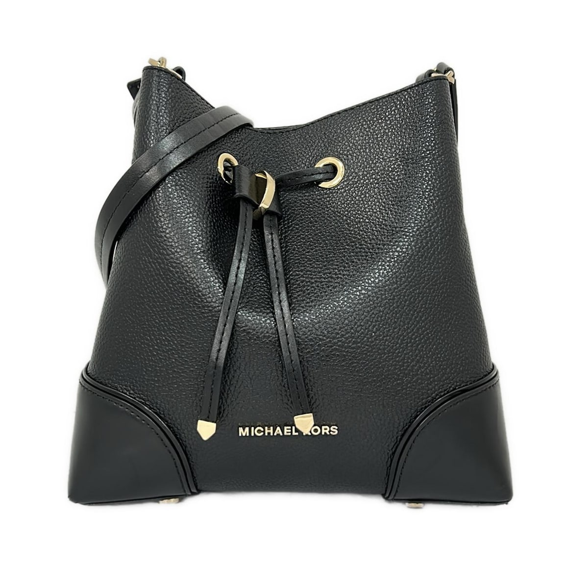 【中古】MICHAEL KORS(マイケルコース) ショルダーバッグ 巾着型 黒 レザー