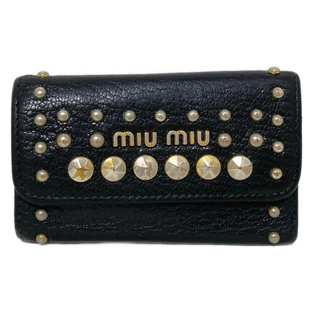 miu miu ブラック キーケース PORTACHIAVI GANCIO miu miu ブラック キーケースmiumiu マテラッセレザー - メルカリ