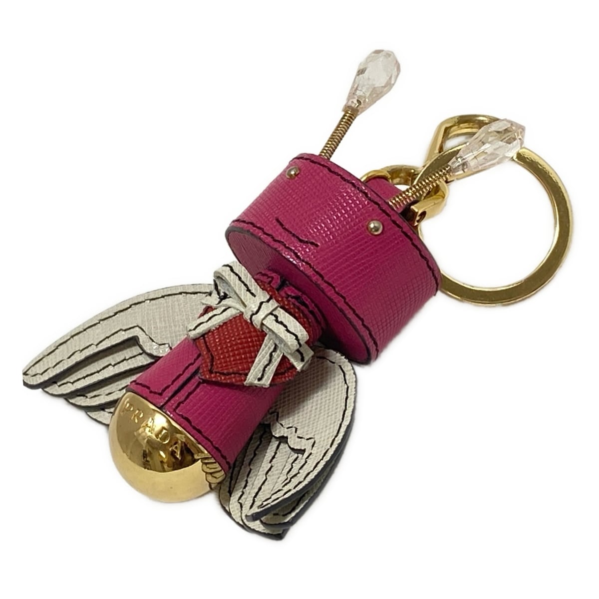 ほぼ未使用 プラダ キーリング キーホルダー チャーム ロボット 金 ピンク 美品 レア品 PRADA プラダ ロボット キーホルダー チャーム