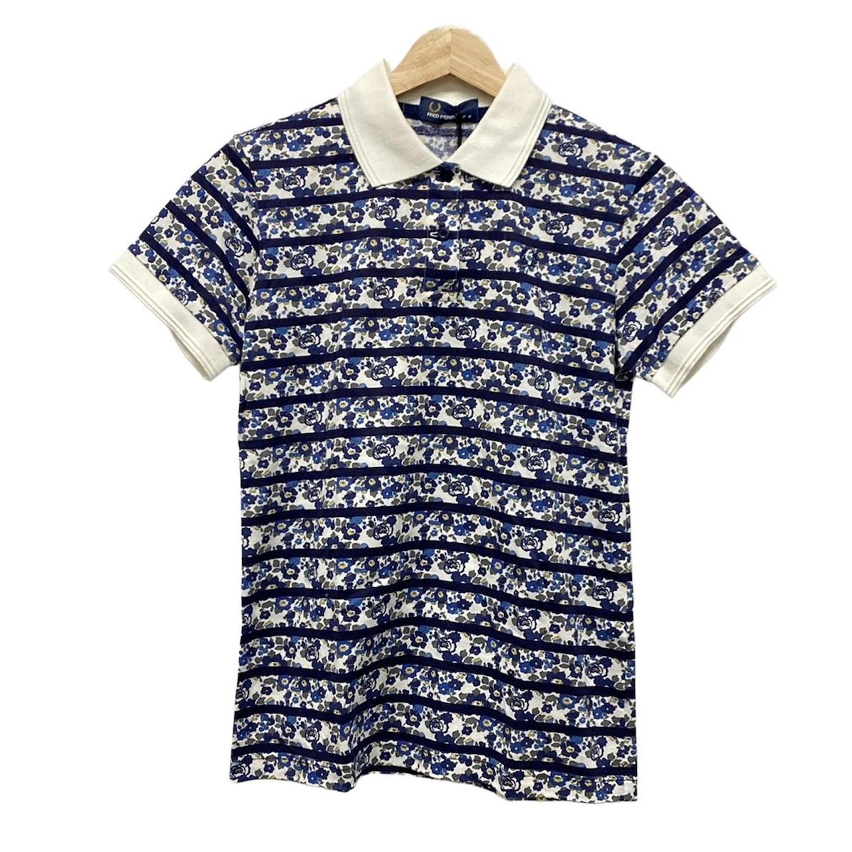 フレッドペリー　ポロシャツ　刺繍ロゴ　半袖シャツ　ボーダー　XLサイズ　古着 FRED PERRY フレッドペリー ポロシャツ ボーダー 刺繍ロゴ ワン