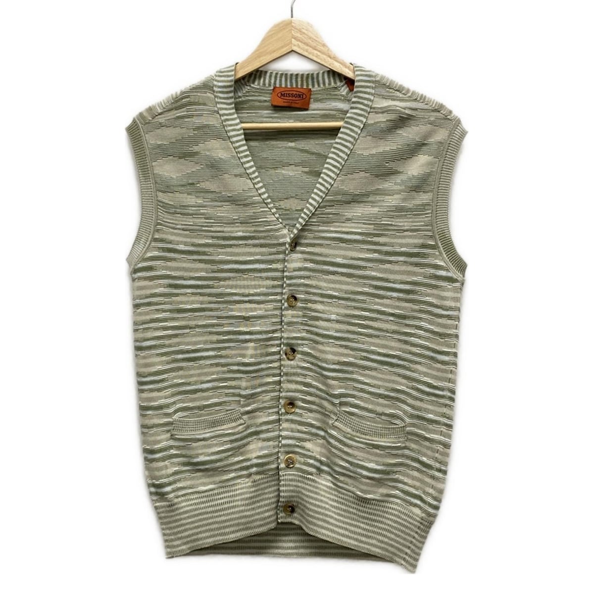 定価15万↑★MISSONI/ミッソーニ Vネック 総柄 ニット ノースリーブ ワンピース マルチカラー 40 定価15万↑☆MISSONI⁄ミッソーニ Vネック 総柄 ニット ノースリーブ