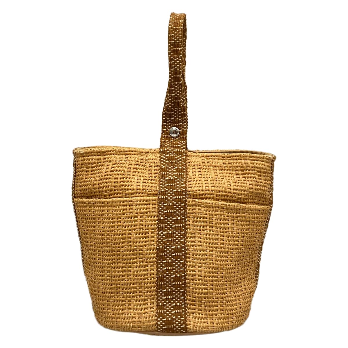 【新着】【中古】HERMES(エルメス) サクソ ハンドバック かご御徒面子 点火装置赤銅色×赤銅色×象牙色 綿織物