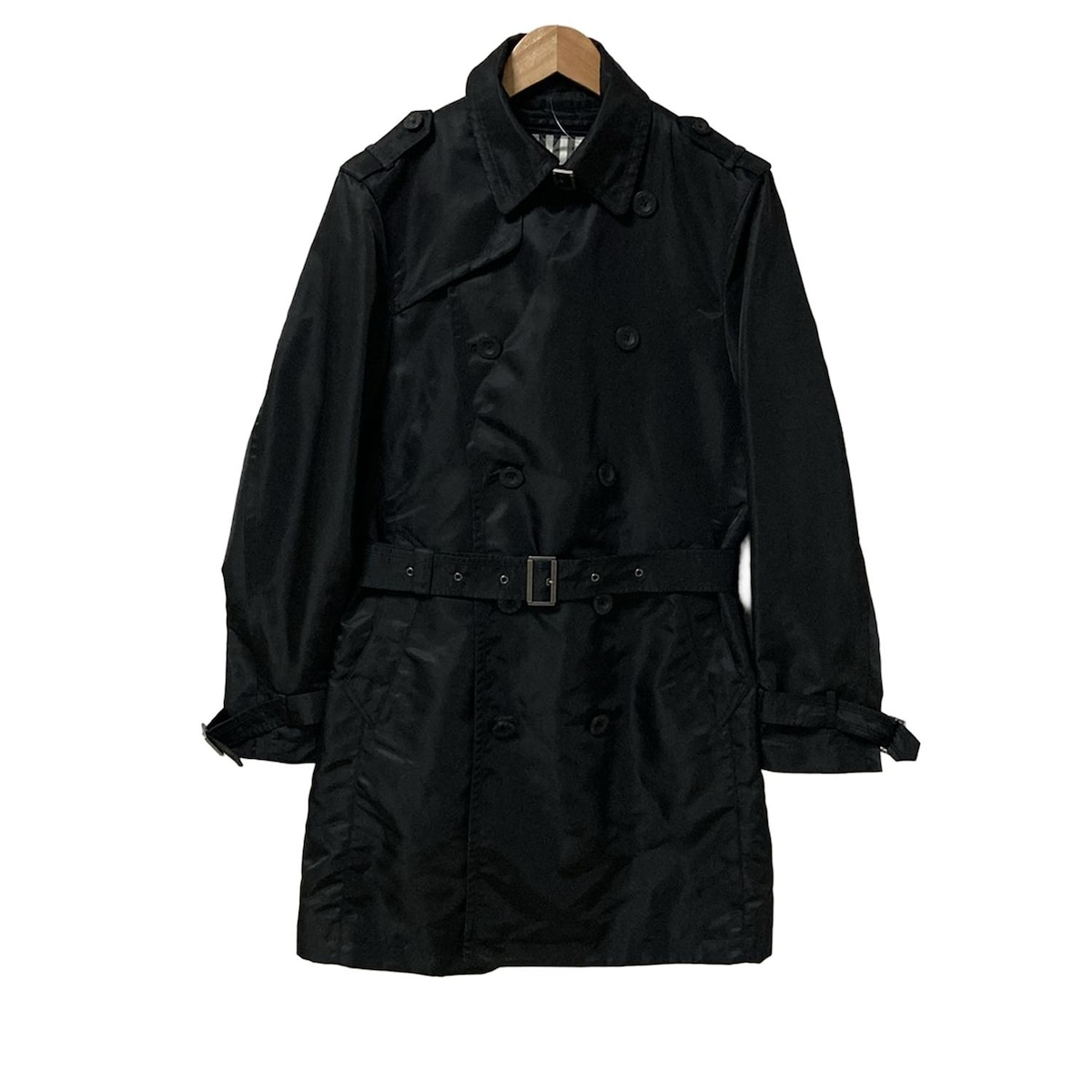 【美品】バーバリー ブラックレーベル コットン トレンチコートブラック Lサイズ BURBERRY BLACK LABEL トレンチコート L ブラック BURBERRY