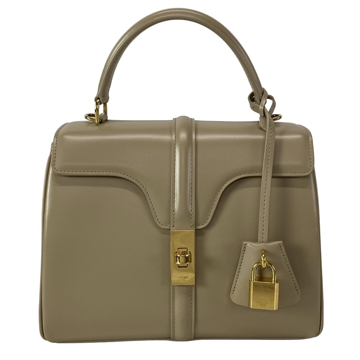 CELINE セリーヌ　セーズ16 スモール　 カプチーノ CELINE 16 (セーズ) スモール/サテンドカーフスキン△カプチーノ