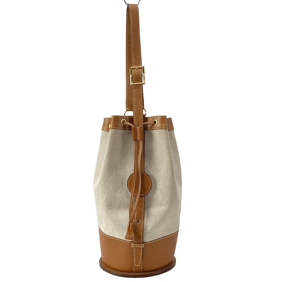 【中古】HERMES(エルメス) スタンディ ショルダーバッグ ゴールド金具 アイボリー×ブラウン
