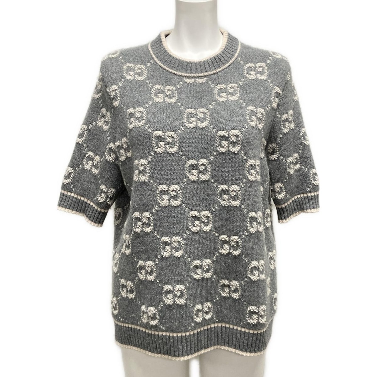 GUCCI◇GGパーフォレーテッドクロップドウールセーター(厚手)⁄L⁄ウール 
