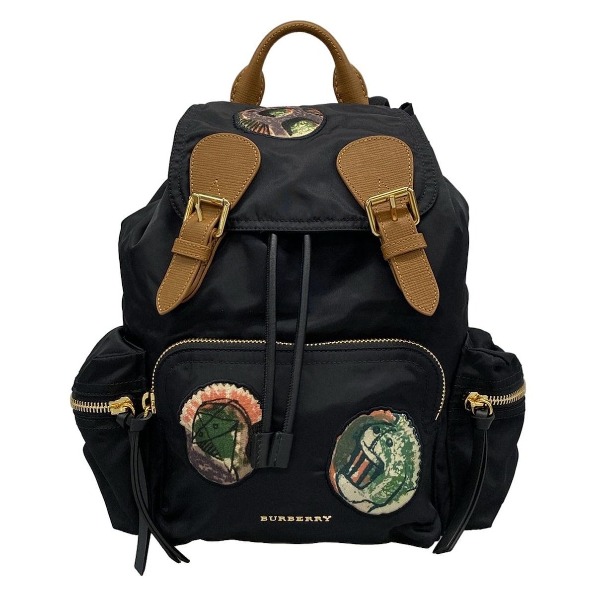 【中古】BURBERRY LONDON ENGLAND(バーバリーロンドンイングランド) リュックサック ワッペン/チェーンショルダー 黒×ブラウン レザー 33,446円