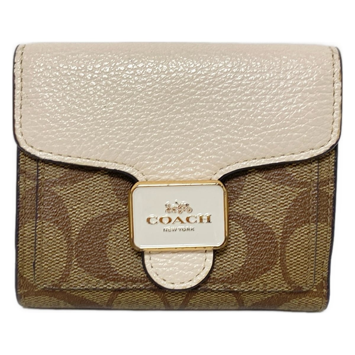 楽天市場】【中古】 美品 コーチ COACH 二つ折り 財布 馬車柄 ブラウン