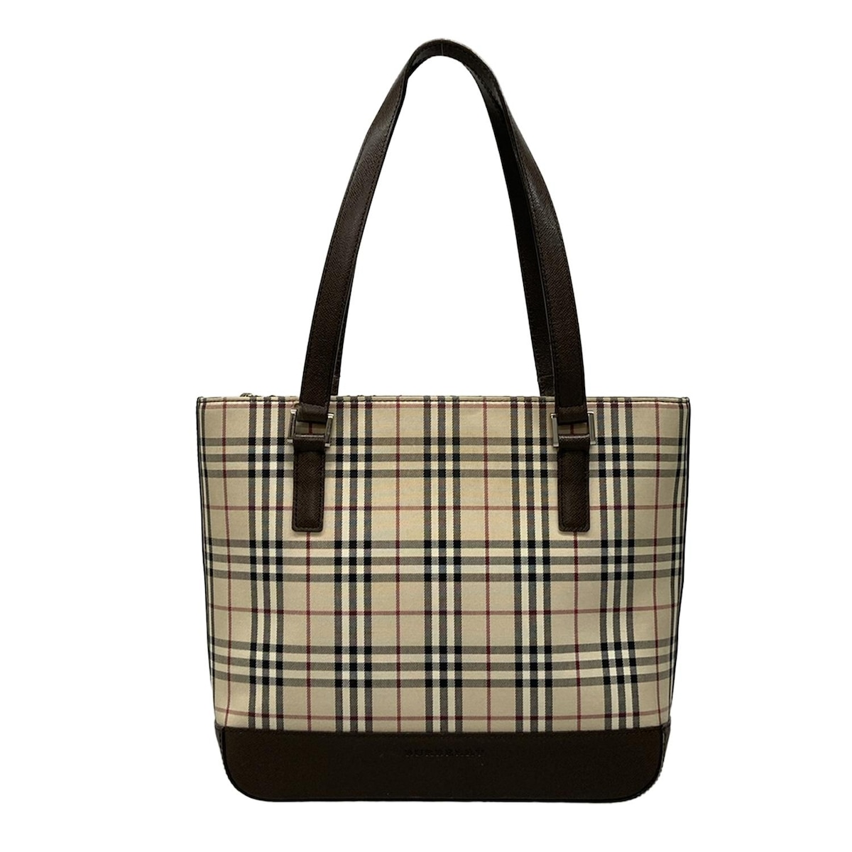 【中古】BURBERRY/Burberry(バーバリー) ショルダーバッグ チェック柄 ベージュ×ダークブラウン×マルチ レザー