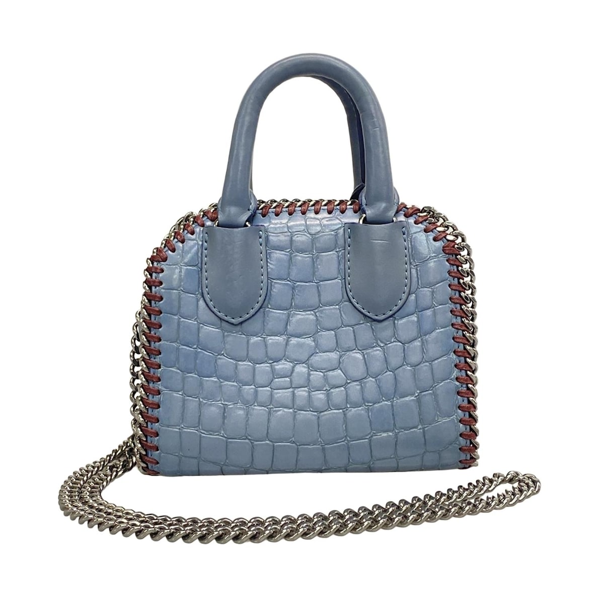 【中古】stellamccartney(ステラマッカートニー) ファラベラミニ ボックス ショルダーバッグ 2WAY/チェーンショルダー ライトブルー×ボルドー×シルバー