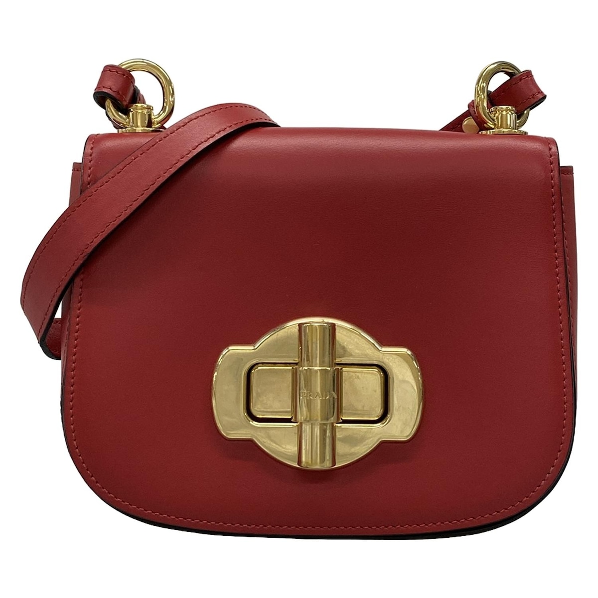【中古】PRADA(プラダ) ハンドバッグ ターンロック レッド