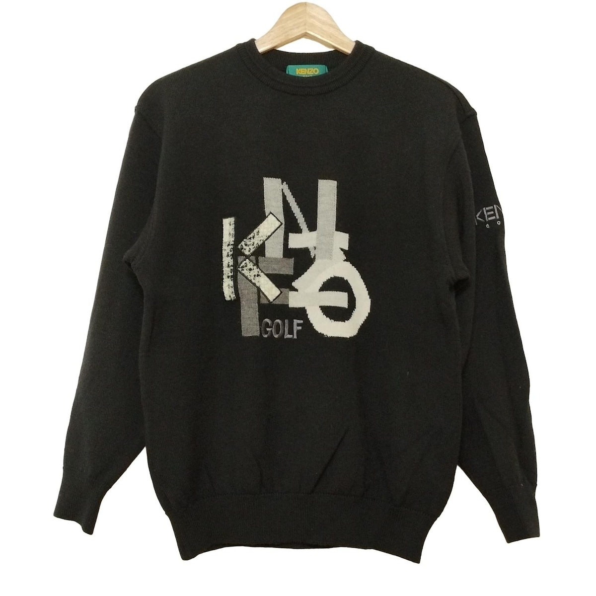 希少 日本製 KENZO GOLF マルチカラー 刺繍ロゴ ニット 黒 90s 希少 日本製 KENZO GOLF マルチカラー 刺繍ロゴ ニット 黒 90s 希少