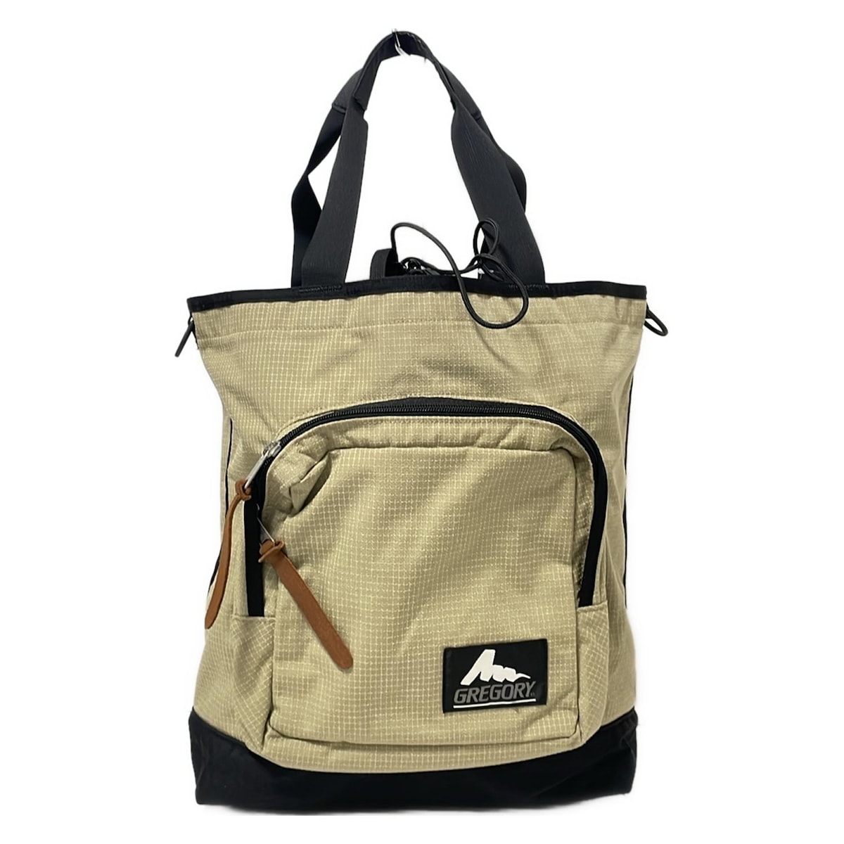 グレゴリートートバッグ黒シルバータグ米国製レザーコンビ定番オールド