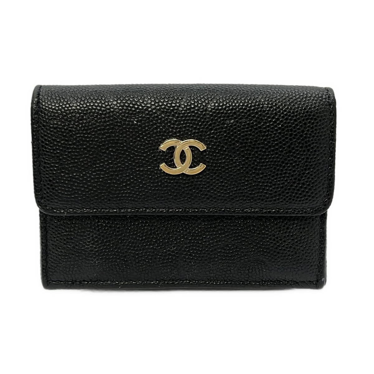 【新着】【中古】CHANEL(シャネル) カメリア Wホック財布 黒