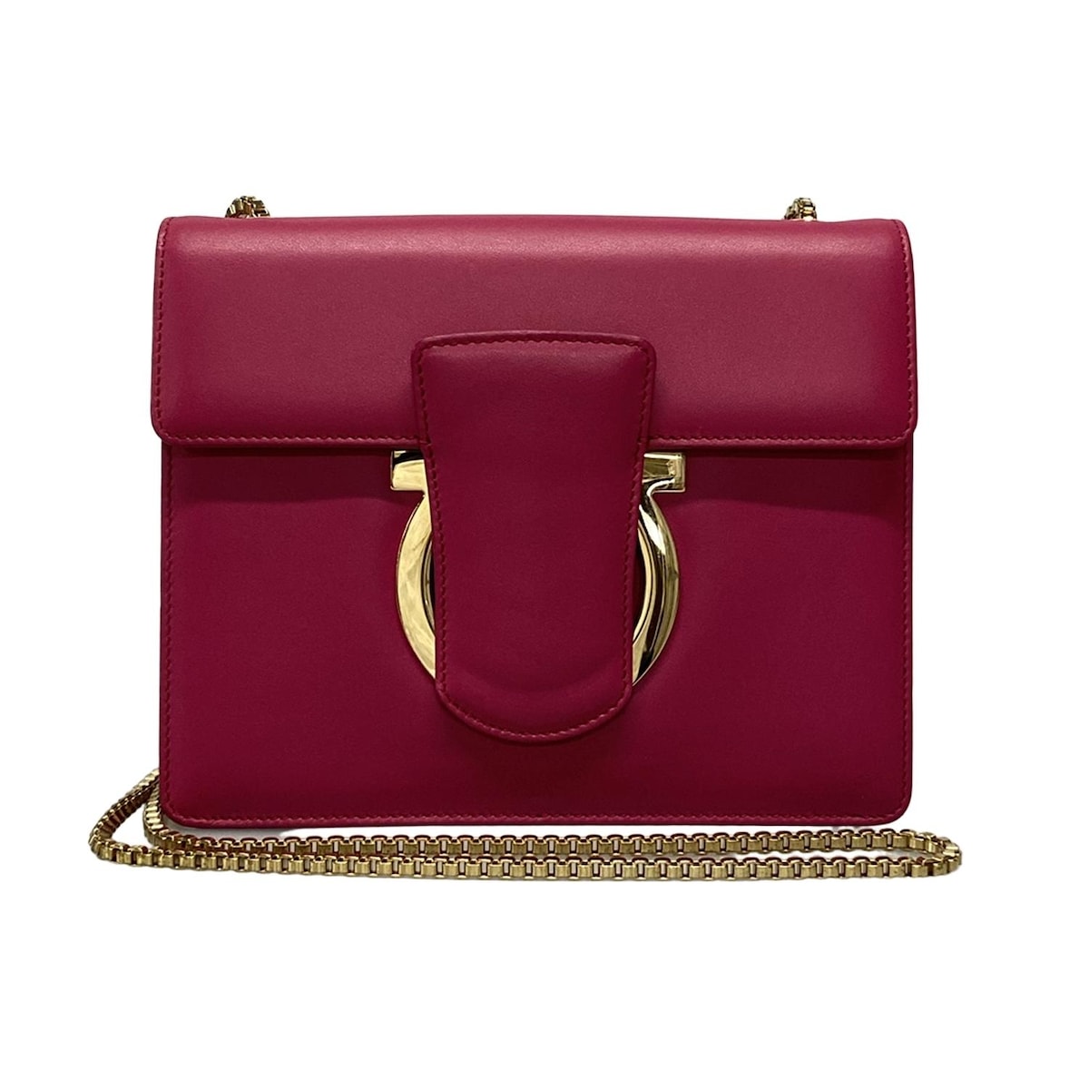 【中古】FERRAGAMO/SalvatoreFerragamo(サルバトーレフェラガモ) タリア ショルダーバッグ チェーンショルダー ピンク レザー