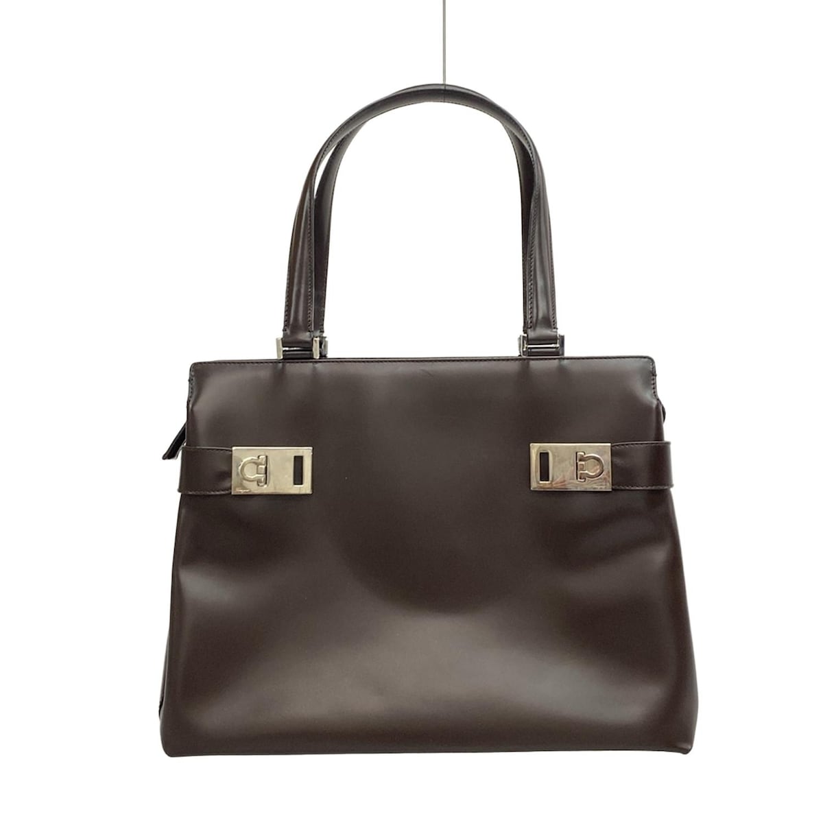 【新着】【中古】FERRAGAMO/SalvatoreFerragamo(サルバトーレフェラガモ) ガンチーニ ハンドバック うす暗い赤銅色 なめし革