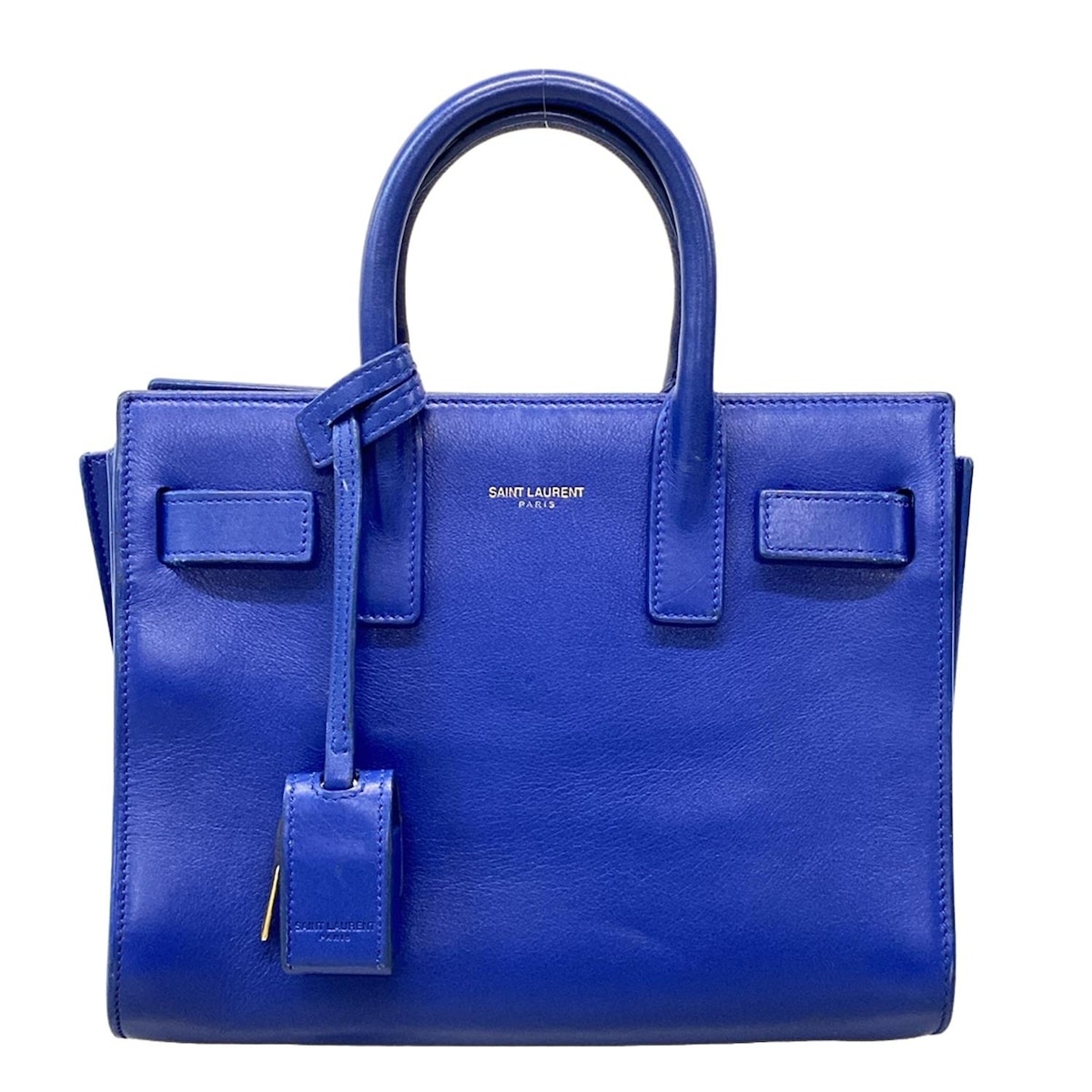 【中古】SAINT LAURENT PARIS(サンローランパリ) サックドジュールナノ トートバッグ ブルー レザー