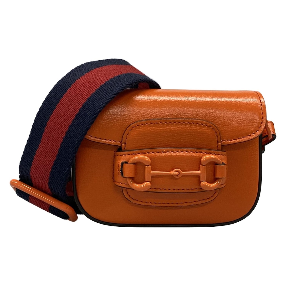 【中古】GUCCI(グッチ) ホースビット 1955 ミニバッグ ショルダーバッグ オレンジ レザー