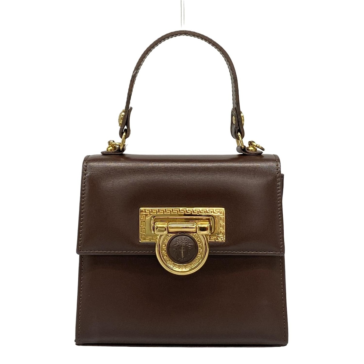 【中古】GIANNIVERSACE(ジャンニヴェルサーチ) ハンドバッグ ミニバッグ ダークブラウン レザー